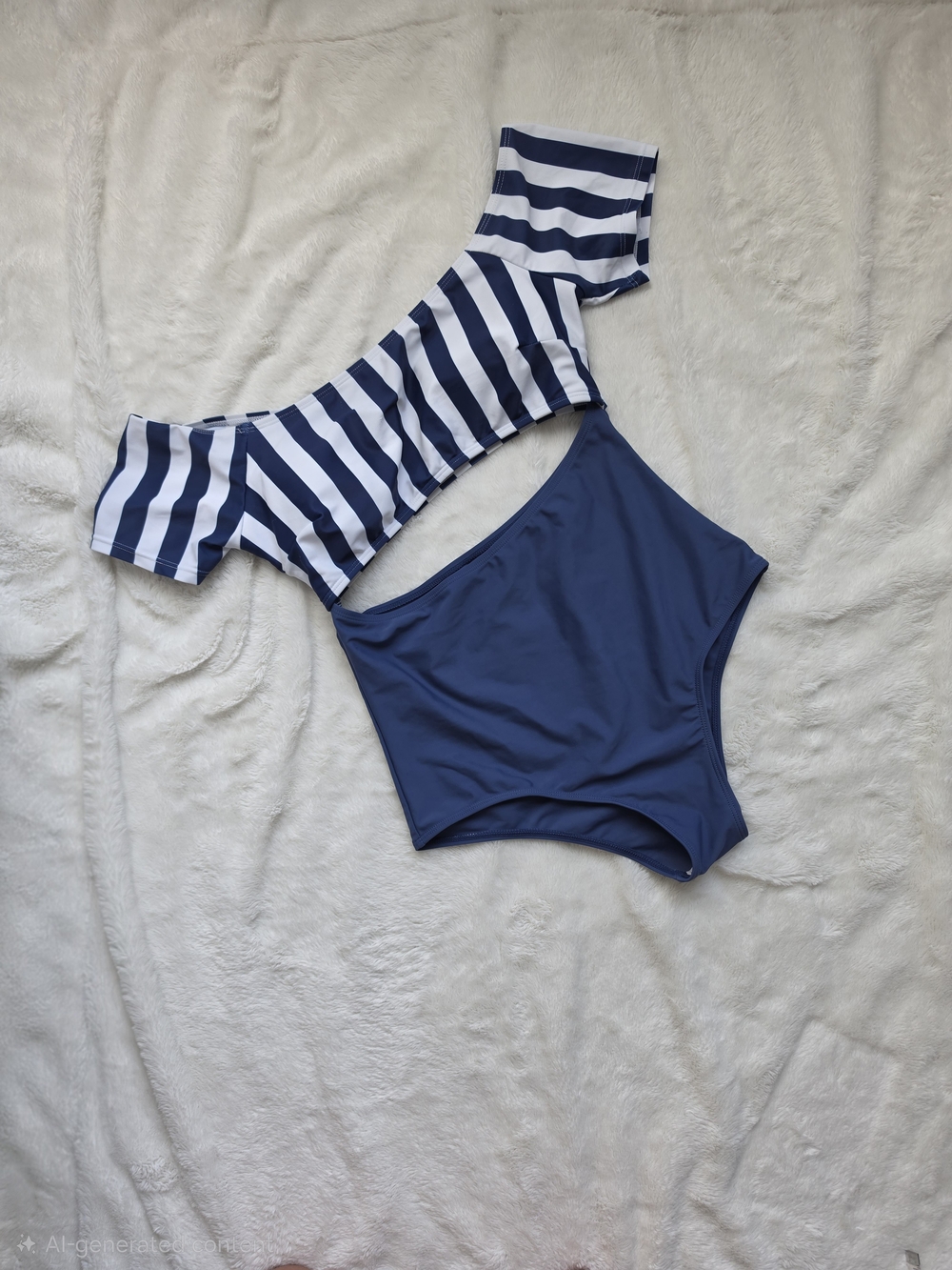 Nautical Off-Shoulder One-Piece Swimsuit